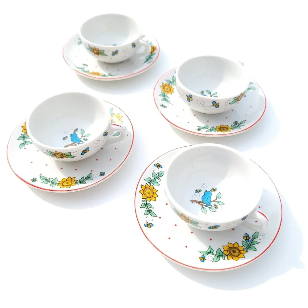 VTG Mary Engelbreit Neiman Marcus Childrens Tea Set Floral Teddy Bears Porcelain